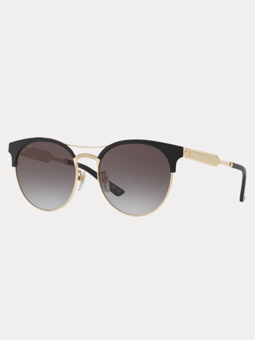 Gucci Black And Gold Round Gradient Sunglasses